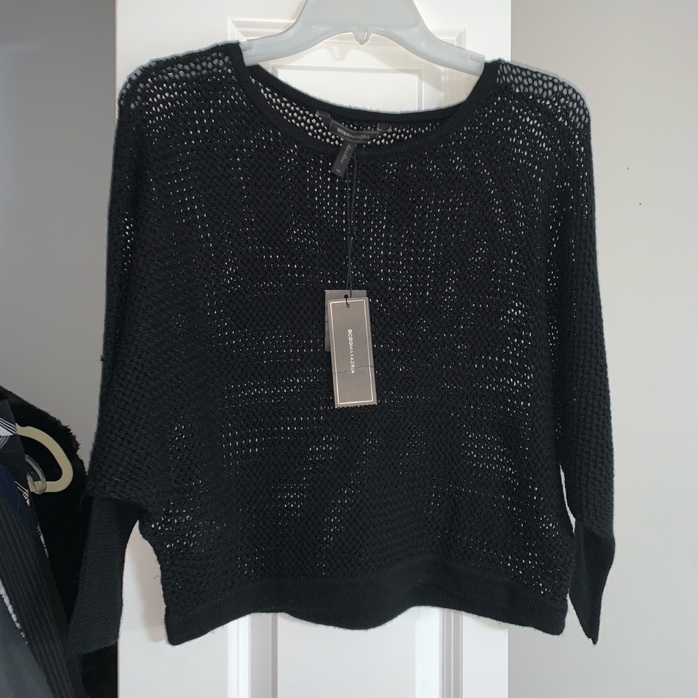 BCBGMAXAZRIA crochet long sleeve top